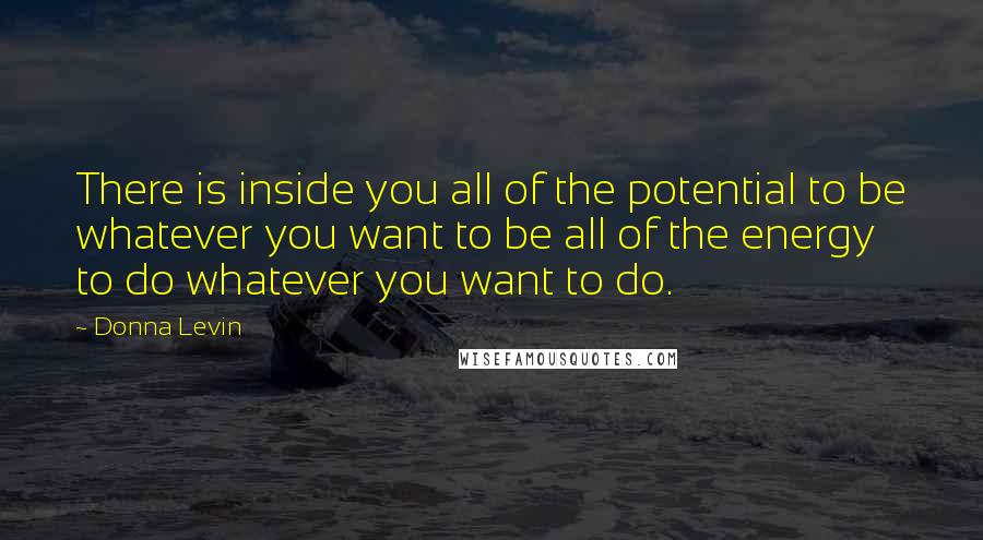 Donna Levin Quotes: There is inside you all of the potential to be whatever you want to be all of the energy to do whatever you want to do.