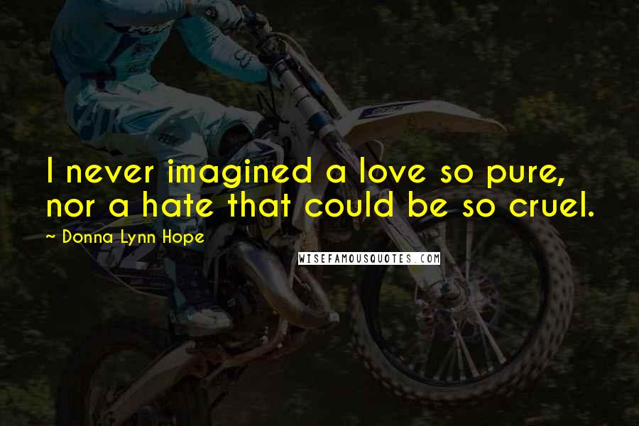 Donna Lynn Hope Quotes: I never imagined a love so pure, nor a hate that could be so cruel.