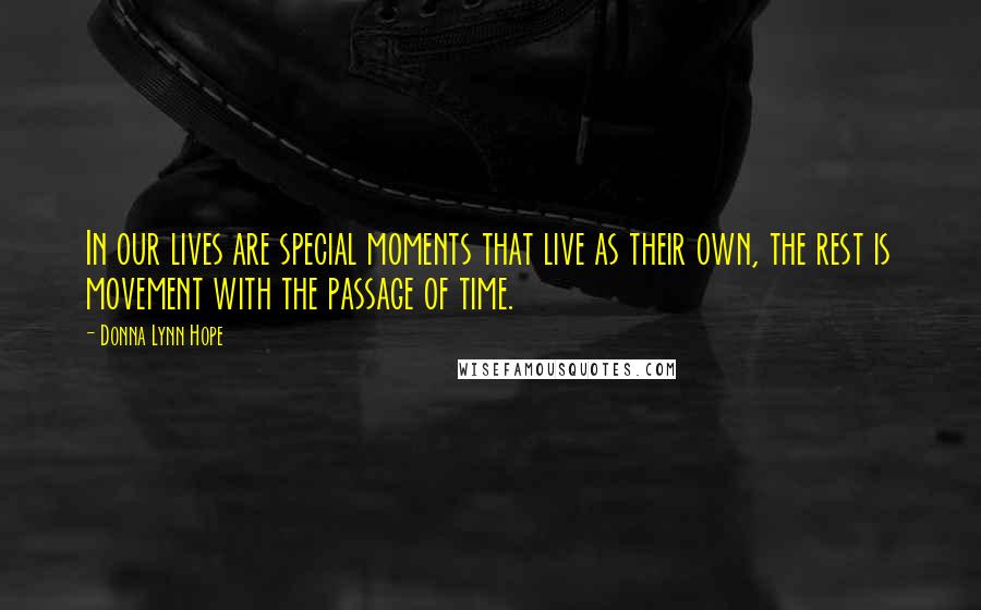 Donna Lynn Hope Quotes: In our lives are special moments that live as their own, the rest is movement with the passage of time.