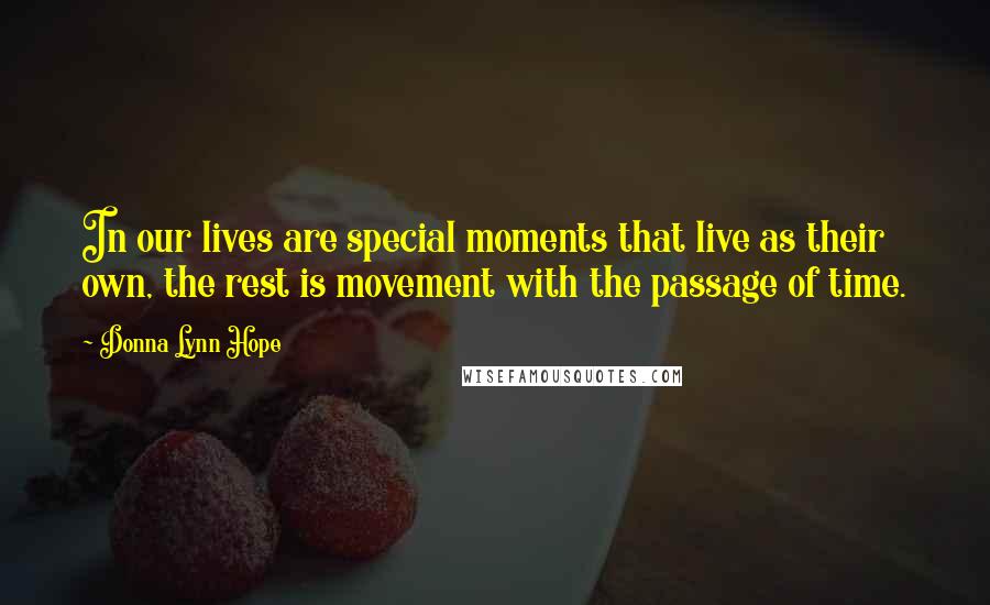 Donna Lynn Hope Quotes: In our lives are special moments that live as their own, the rest is movement with the passage of time.