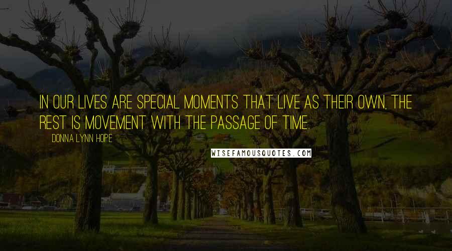 Donna Lynn Hope Quotes: In our lives are special moments that live as their own, the rest is movement with the passage of time.