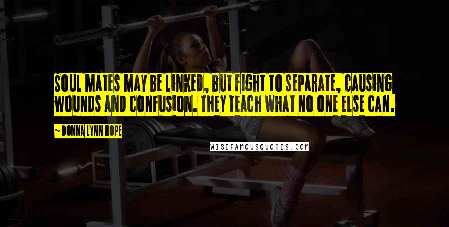 Donna Lynn Hope Quotes: Soul mates may be linked, but fight to separate, causing wounds and confusion. They teach what no one else can.