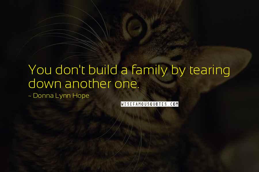 Donna Lynn Hope Quotes: You don't build a family by tearing down another one.