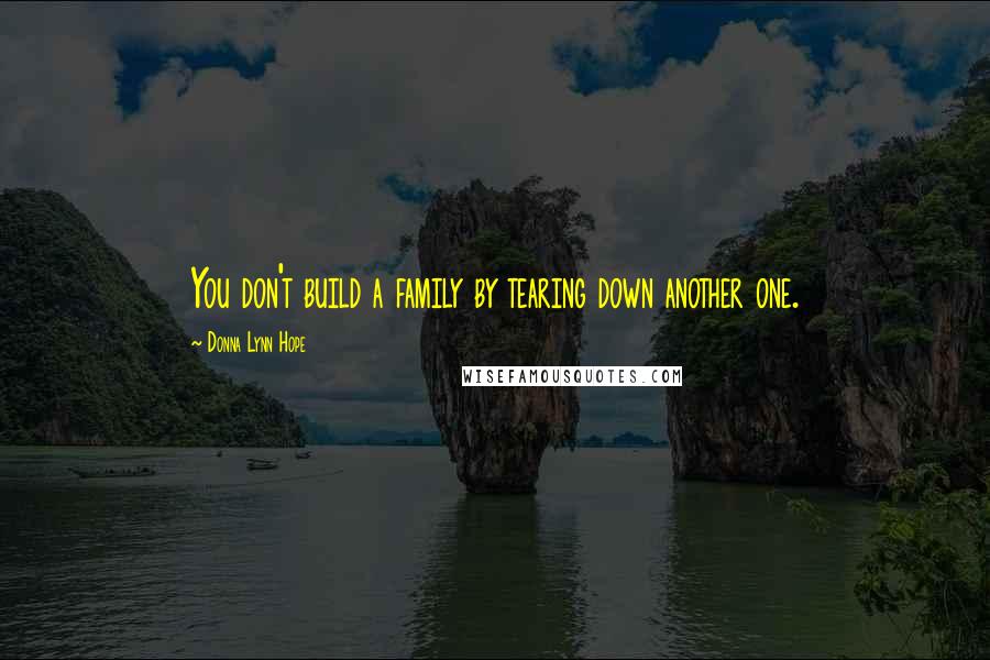 Donna Lynn Hope Quotes: You don't build a family by tearing down another one.