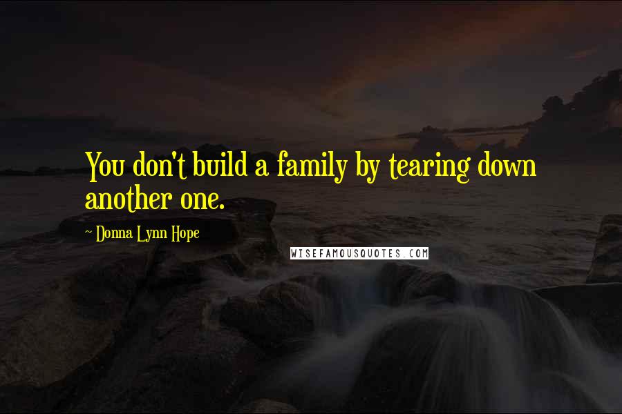 Donna Lynn Hope Quotes: You don't build a family by tearing down another one.