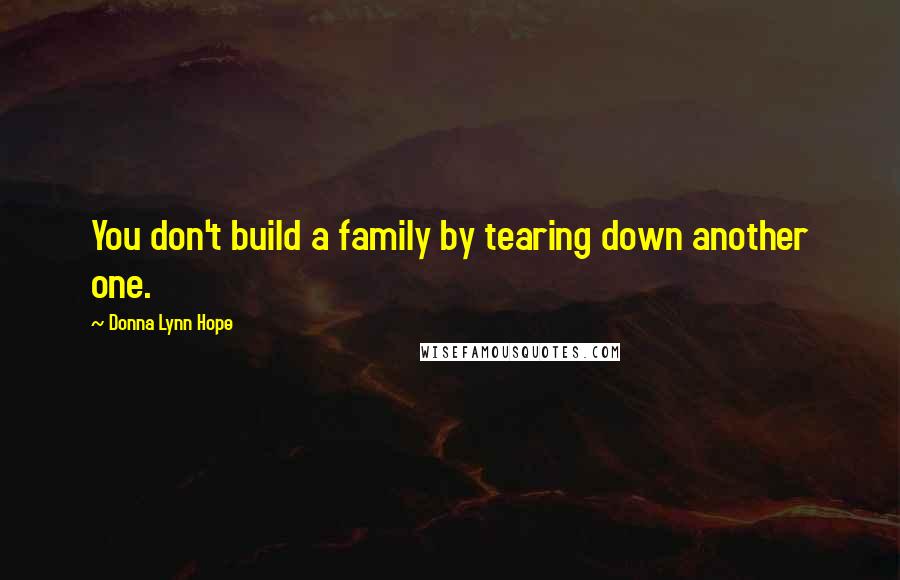 Donna Lynn Hope Quotes: You don't build a family by tearing down another one.