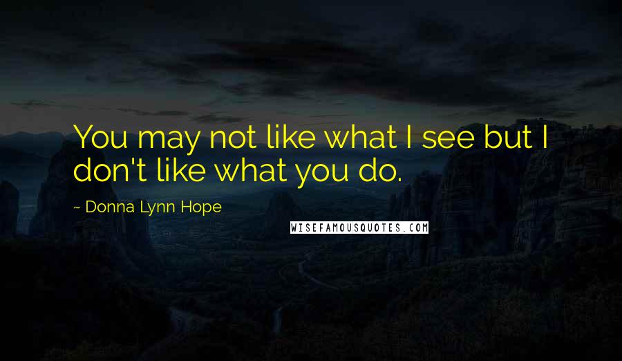 Donna Lynn Hope Quotes: You may not like what I see but I don't like what you do.