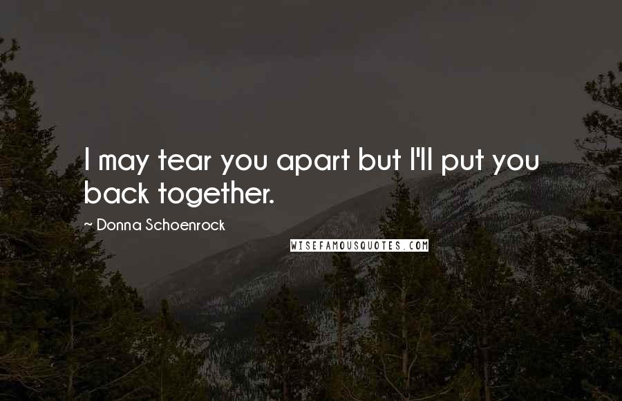 Donna Schoenrock Quotes: I may tear you apart but I'll put you back together.