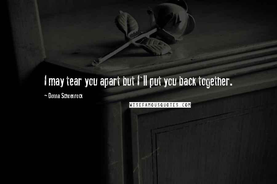 Donna Schoenrock Quotes: I may tear you apart but I'll put you back together.