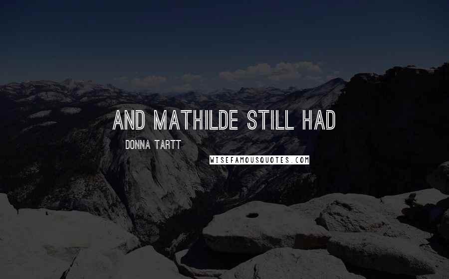 Donna Tartt Quotes: and Mathilde still had