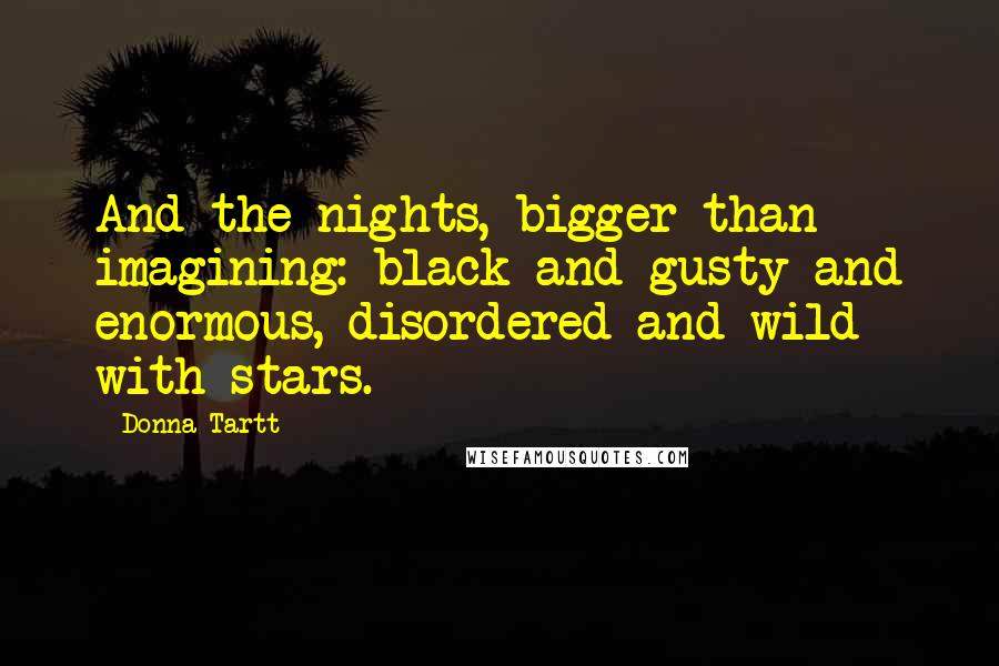 Donna Tartt Quotes: And the nights, bigger than imagining: black and gusty and enormous, disordered and wild with stars.