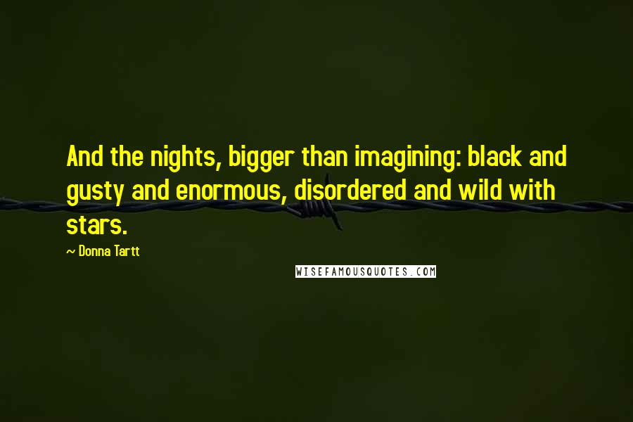 Donna Tartt Quotes: And the nights, bigger than imagining: black and gusty and enormous, disordered and wild with stars.