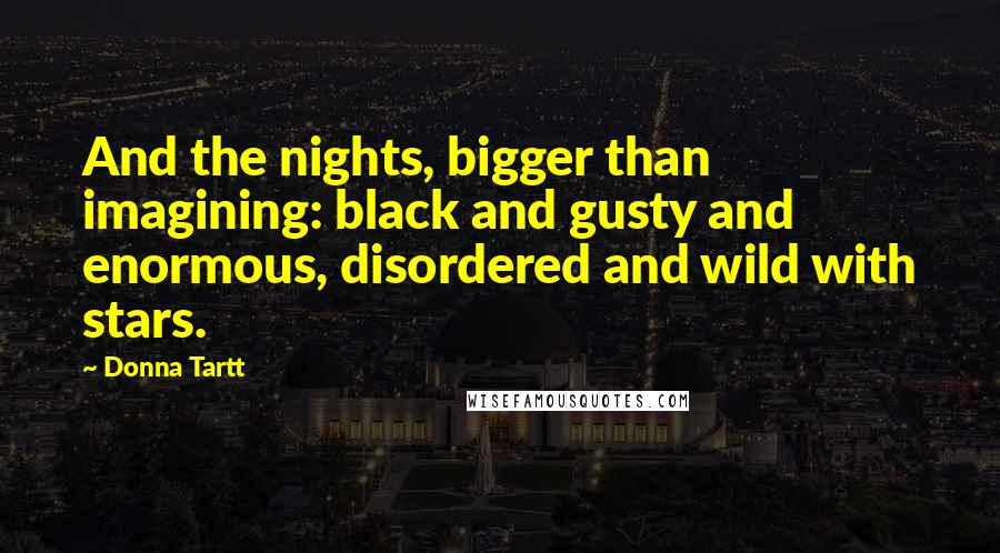 Donna Tartt Quotes: And the nights, bigger than imagining: black and gusty and enormous, disordered and wild with stars.