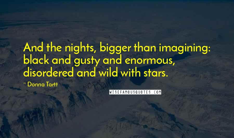 Donna Tartt Quotes: And the nights, bigger than imagining: black and gusty and enormous, disordered and wild with stars.