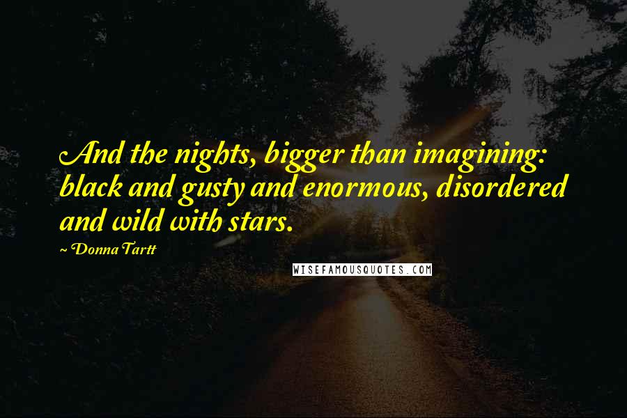 Donna Tartt Quotes: And the nights, bigger than imagining: black and gusty and enormous, disordered and wild with stars.