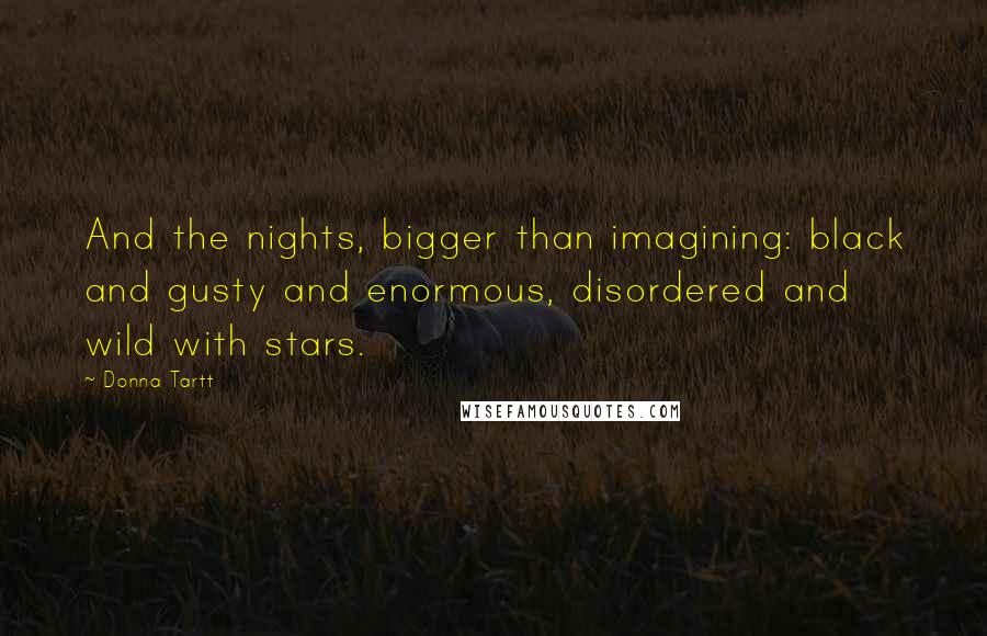 Donna Tartt Quotes: And the nights, bigger than imagining: black and gusty and enormous, disordered and wild with stars.