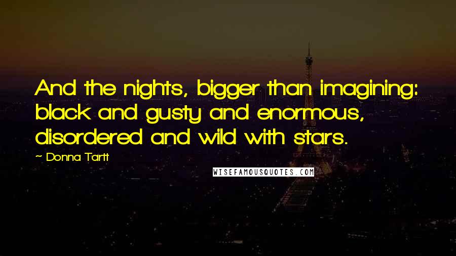 Donna Tartt Quotes: And the nights, bigger than imagining: black and gusty and enormous, disordered and wild with stars.