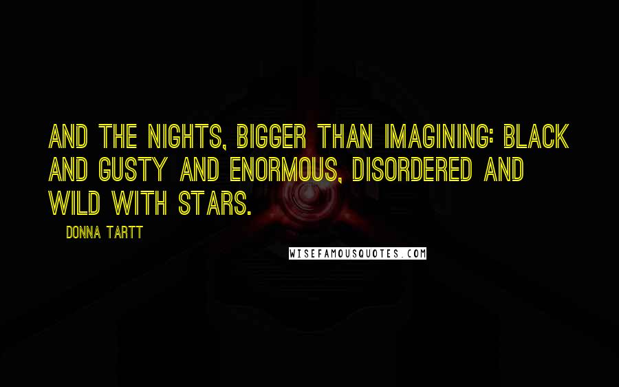 Donna Tartt Quotes: And the nights, bigger than imagining: black and gusty and enormous, disordered and wild with stars.