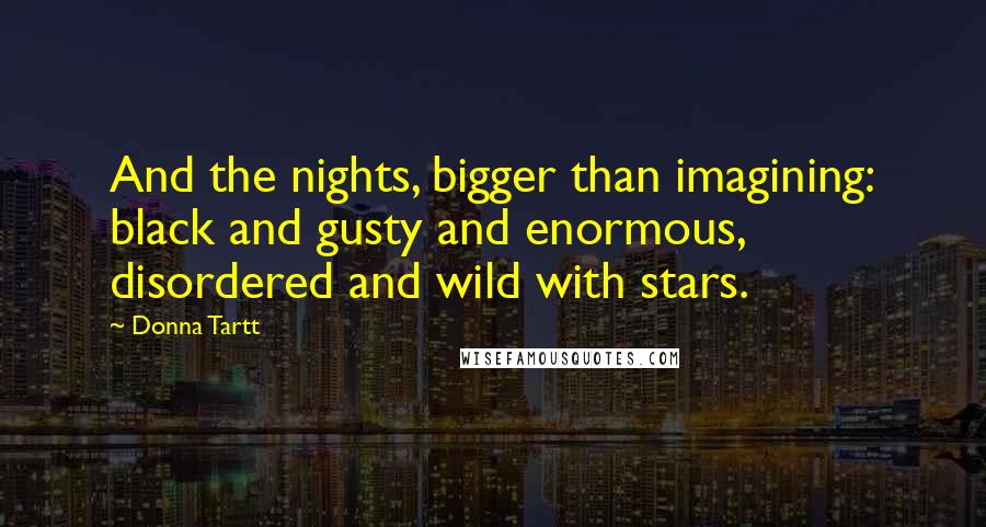 Donna Tartt Quotes: And the nights, bigger than imagining: black and gusty and enormous, disordered and wild with stars.