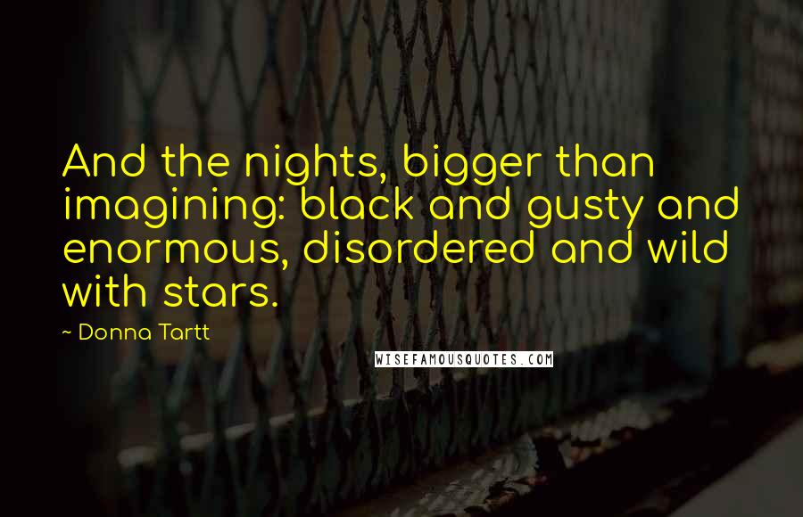 Donna Tartt Quotes: And the nights, bigger than imagining: black and gusty and enormous, disordered and wild with stars.