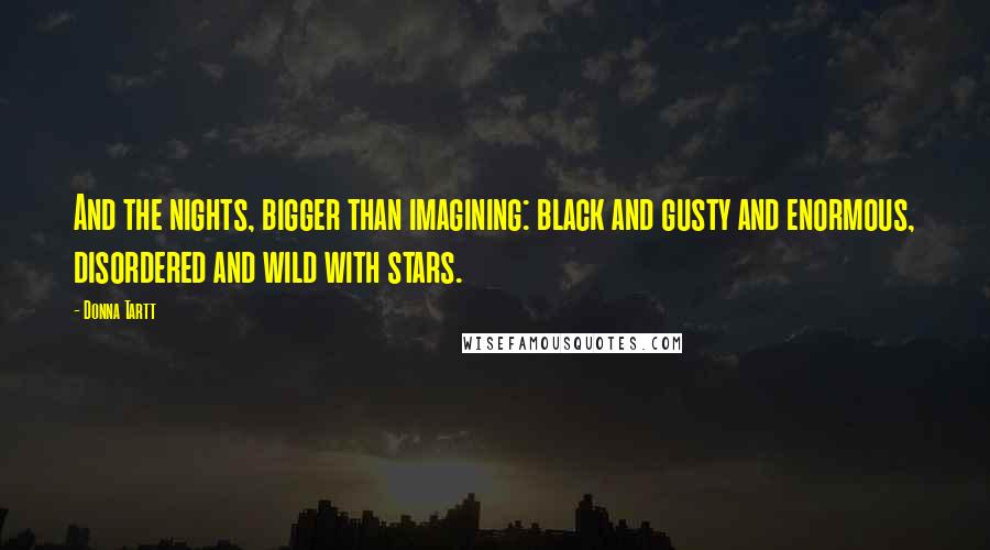 Donna Tartt Quotes: And the nights, bigger than imagining: black and gusty and enormous, disordered and wild with stars.