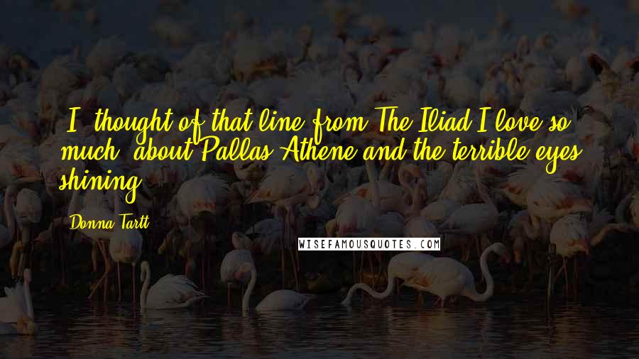 Donna Tartt Quotes: [I] thought of that line from The Iliad I love so much, about Pallas Athene and the terrible eyes shining.