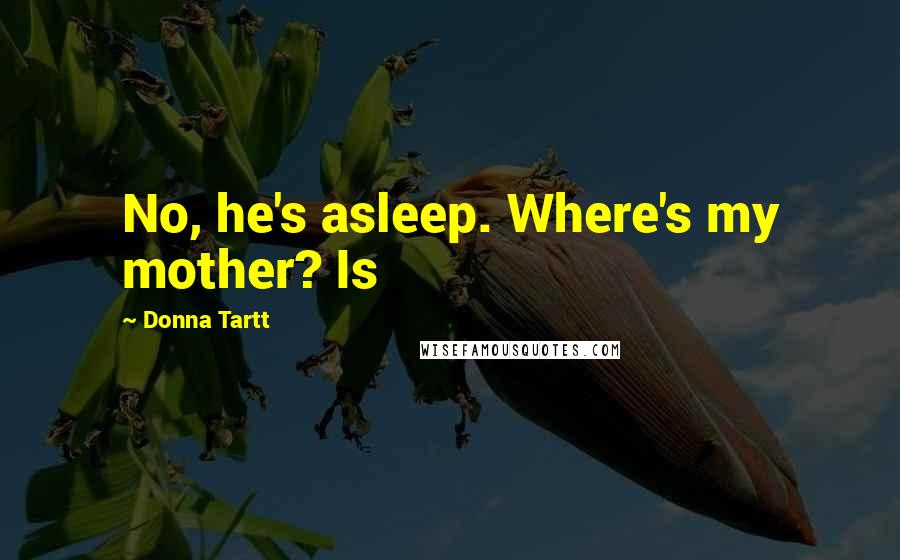 Donna Tartt Quotes: No, he's asleep. Where's my mother? Is