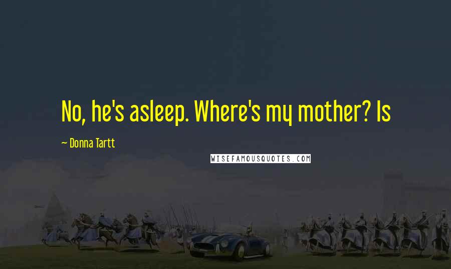 Donna Tartt Quotes: No, he's asleep. Where's my mother? Is