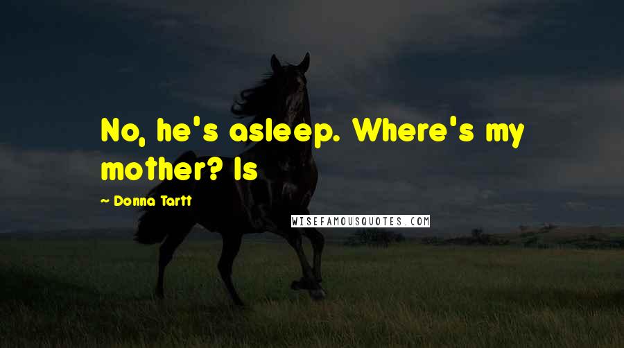 Donna Tartt Quotes: No, he's asleep. Where's my mother? Is