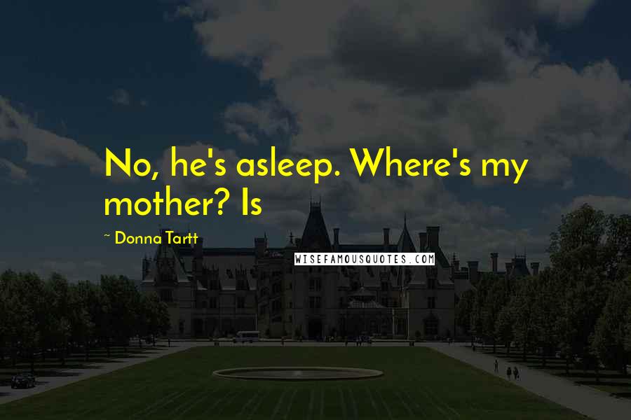 Donna Tartt Quotes: No, he's asleep. Where's my mother? Is