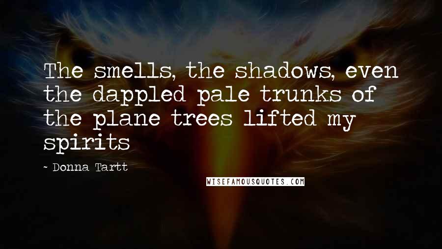 Donna Tartt Quotes: The smells, the shadows, even the dappled pale trunks of the plane trees lifted my spirits