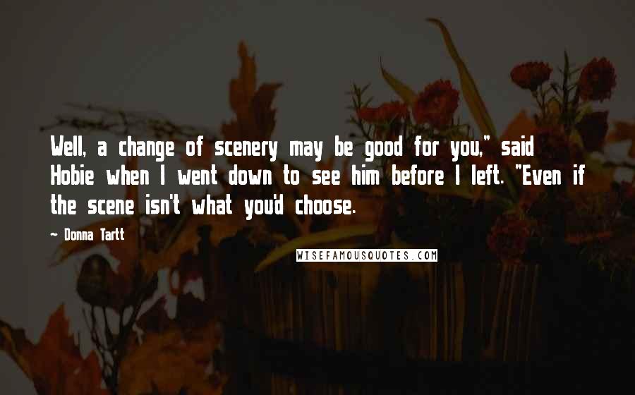 Donna Tartt Quotes: Well, a change of scenery may be good for you," said Hobie when I went down to see him before I left. "Even if the scene isn't what you'd choose.