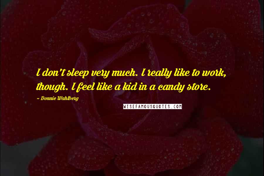Donnie Wahlberg Quotes: I don't sleep very much. I really like to work, though. I feel like a kid in a candy store.