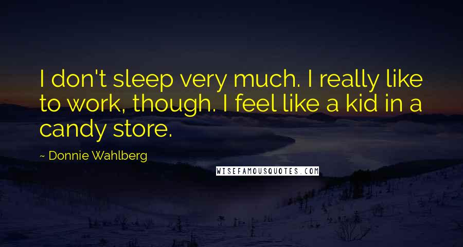 Donnie Wahlberg Quotes: I don't sleep very much. I really like to work, though. I feel like a kid in a candy store.