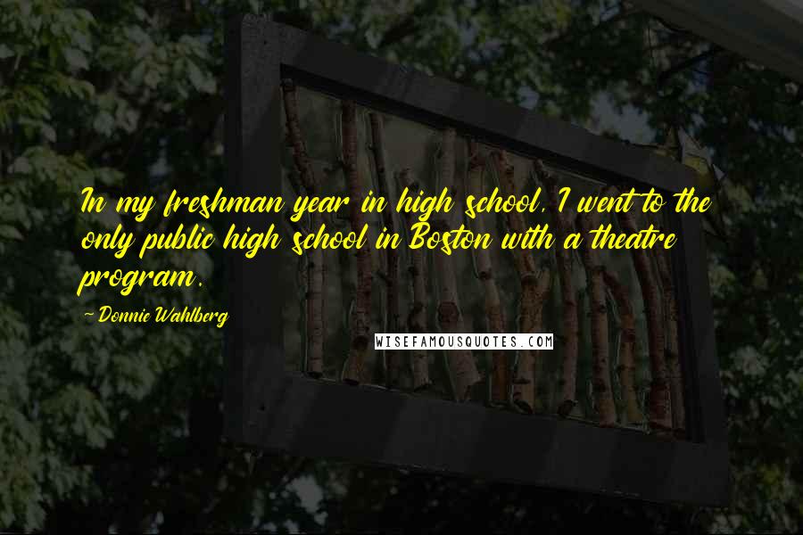 Donnie Wahlberg Quotes: In my freshman year in high school, I went to the only public high school in Boston with a theatre program.