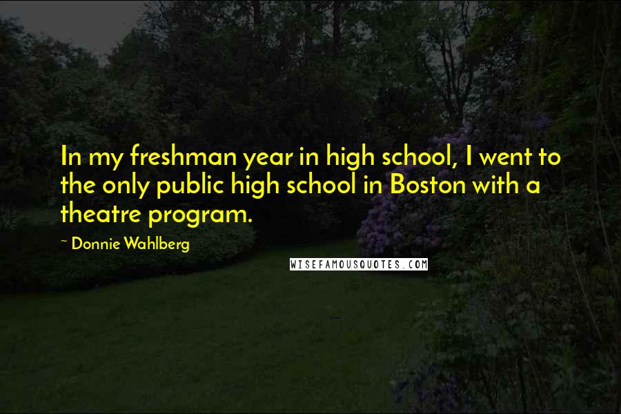 Donnie Wahlberg Quotes: In my freshman year in high school, I went to the only public high school in Boston with a theatre program.