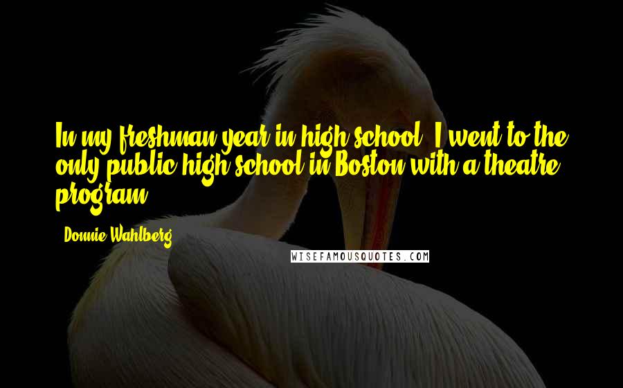 Donnie Wahlberg Quotes: In my freshman year in high school, I went to the only public high school in Boston with a theatre program.