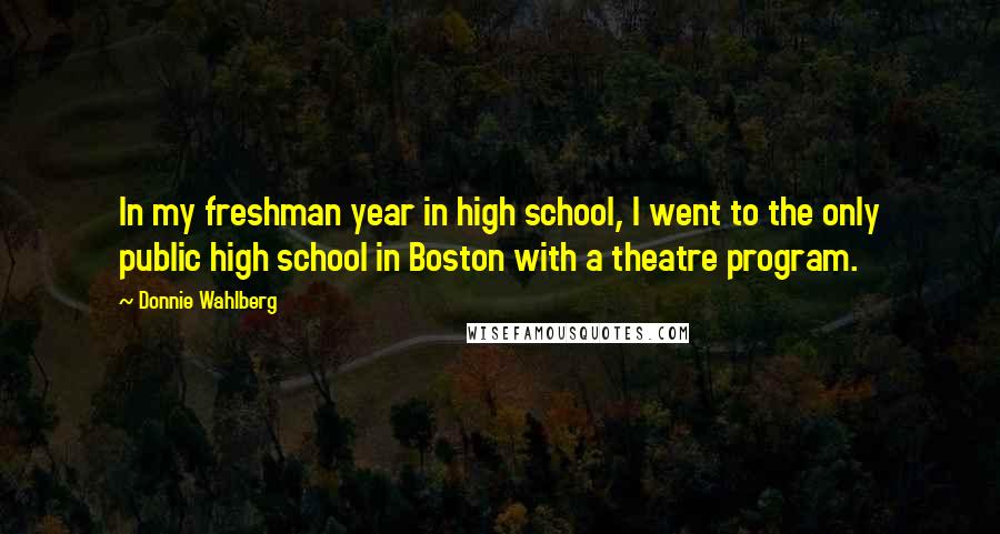 Donnie Wahlberg Quotes: In my freshman year in high school, I went to the only public high school in Boston with a theatre program.