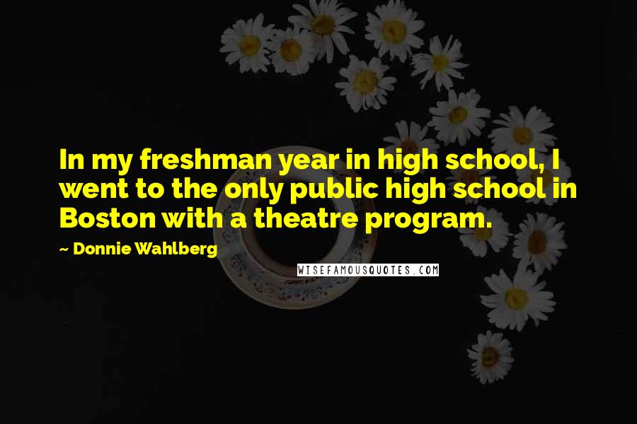 Donnie Wahlberg Quotes: In my freshman year in high school, I went to the only public high school in Boston with a theatre program.