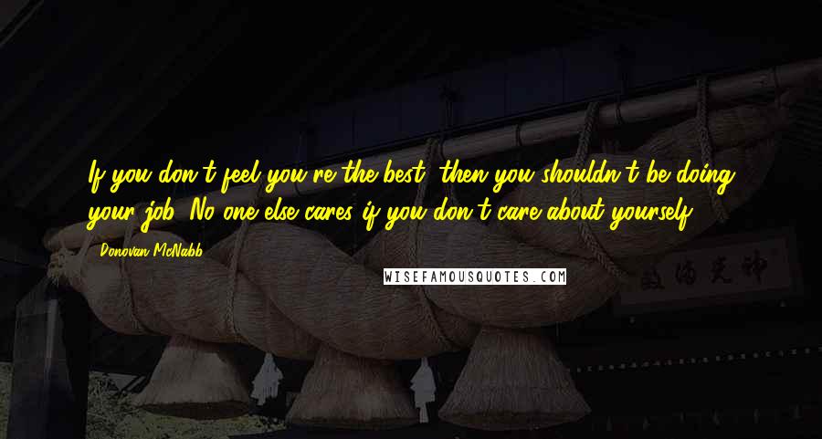 Donovan McNabb Quotes: If you don't feel you're the best, then you shouldn't be doing your job. No one else cares if you don't care about yourself.