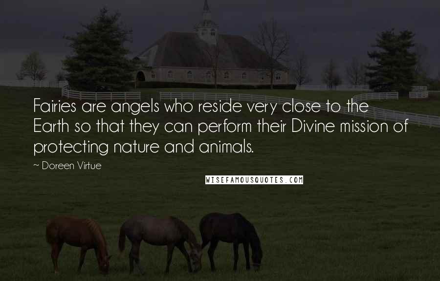 Doreen Virtue Quotes: Fairies are angels who reside very close to the Earth so that they can perform their Divine mission of protecting nature and animals.