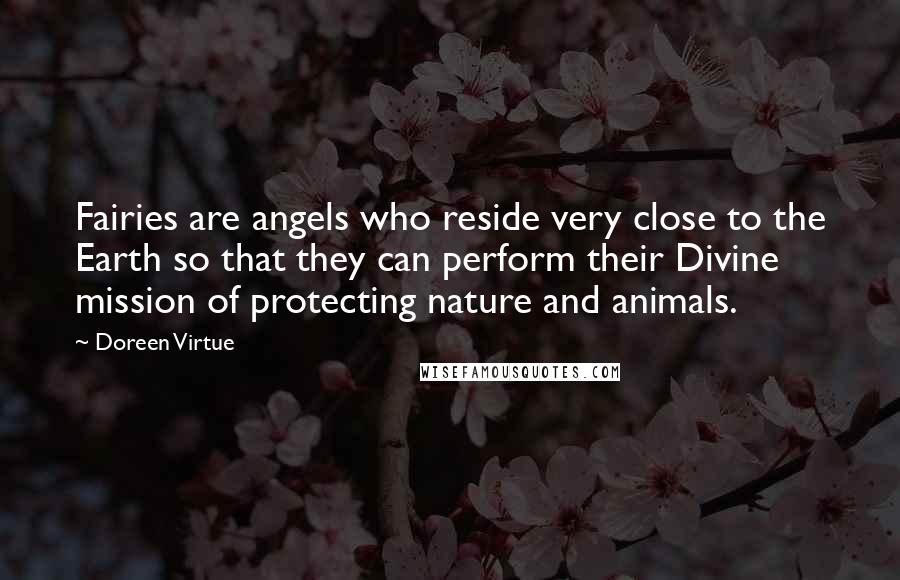 Doreen Virtue Quotes: Fairies are angels who reside very close to the Earth so that they can perform their Divine mission of protecting nature and animals.