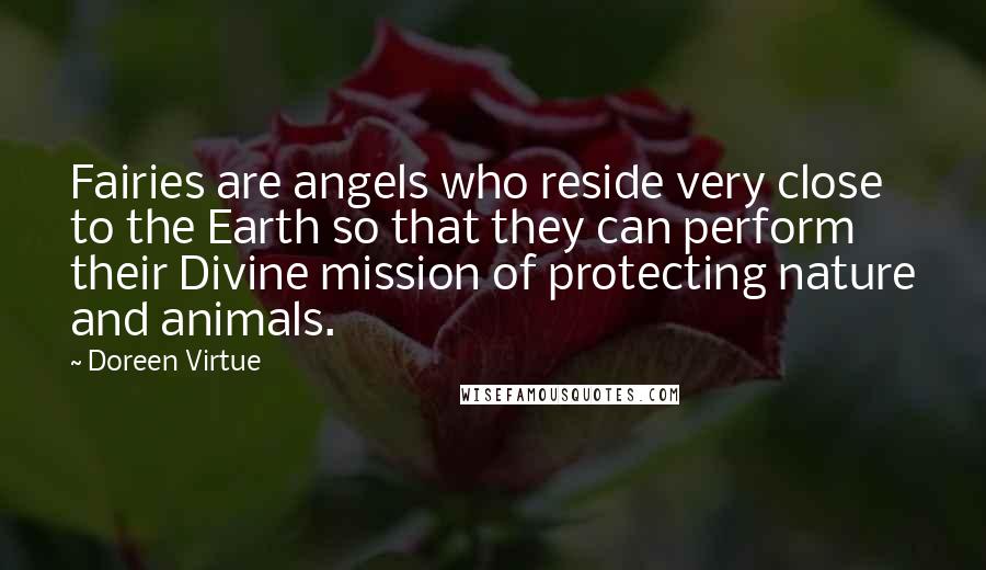 Doreen Virtue Quotes: Fairies are angels who reside very close to the Earth so that they can perform their Divine mission of protecting nature and animals.