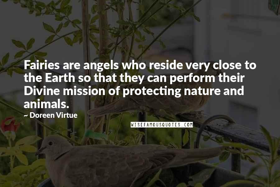 Doreen Virtue Quotes: Fairies are angels who reside very close to the Earth so that they can perform their Divine mission of protecting nature and animals.