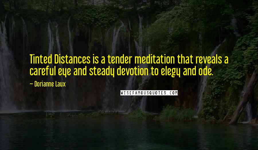 Dorianne Laux Quotes: Tinted Distances is a tender meditation that reveals a careful eye and steady devotion to elegy and ode.