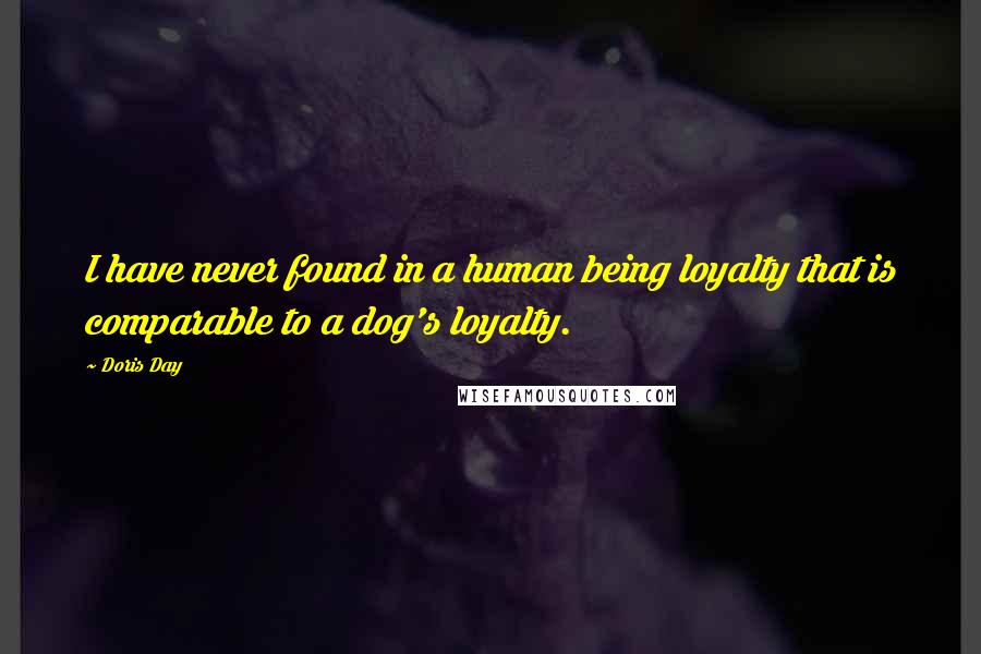 Doris Day Quotes: I have never found in a human being loyalty that is comparable to a dog's loyalty.