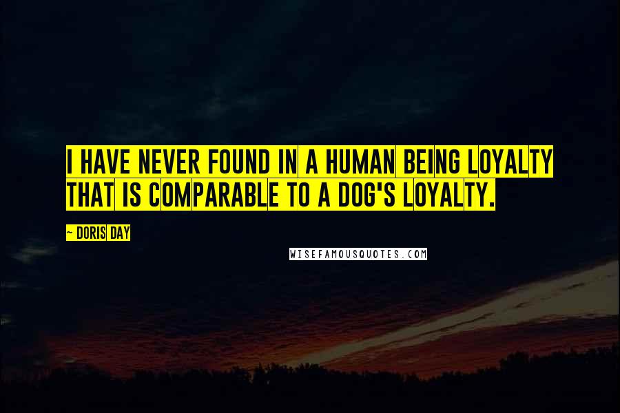 Doris Day Quotes: I have never found in a human being loyalty that is comparable to a dog's loyalty.