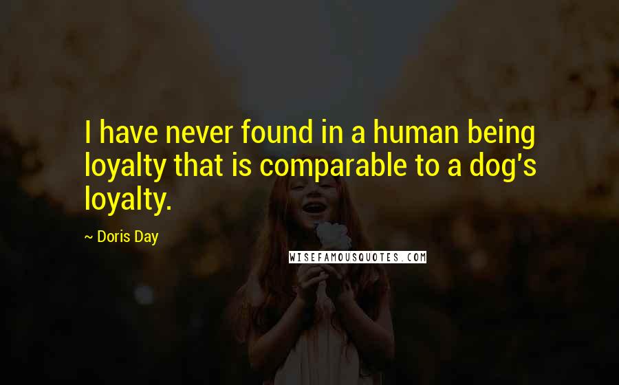 Doris Day Quotes: I have never found in a human being loyalty that is comparable to a dog's loyalty.