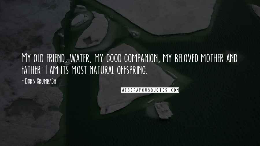 Doris Grumbach Quotes: My old friend, water, my good companion, my beloved mother and father: I am its most natural offspring.