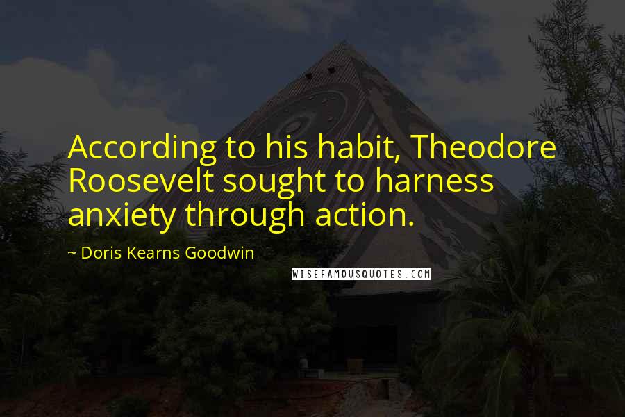 Doris Kearns Goodwin Quotes: According to his habit, Theodore Roosevelt sought to harness anxiety through action.